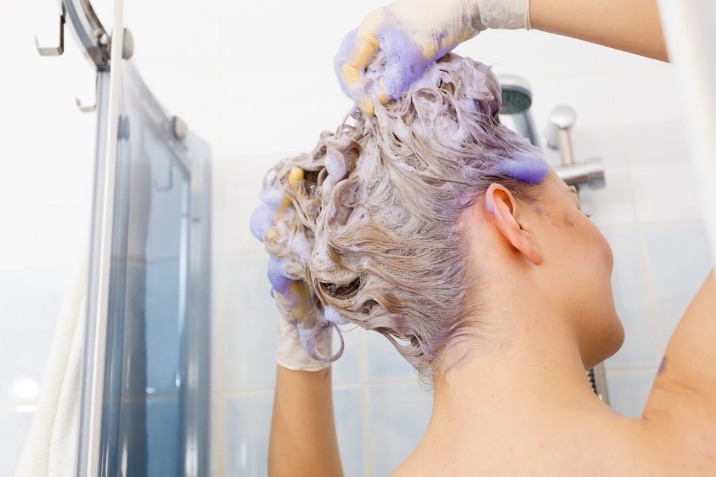 Purple shampoo to prevent brassiness.