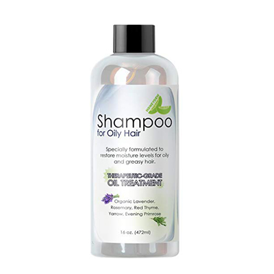 Natural Oily Hair Shampoo with Organic Essential Oil Formula - Lavender, Rosemary, Red Thyme and Yarrow
